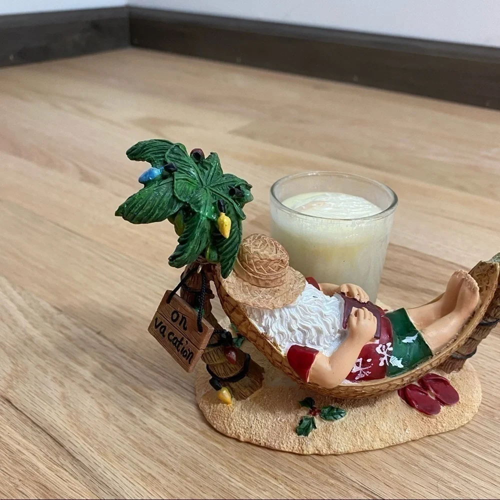 Yankee Candle Santa On Vacation Votive Candle Christmas Palm Tree Hammock